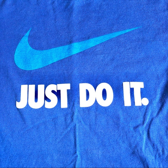 NIKE JUST DO IT Swoosh Tee Shirt Blue Large Boy’s - Picture 3 of 15